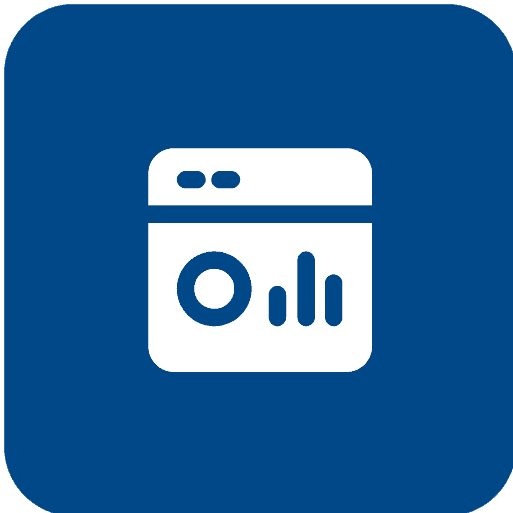 Washing machine icon with data analytics elements representing smart laundry solutions and digital automation in Indonesia