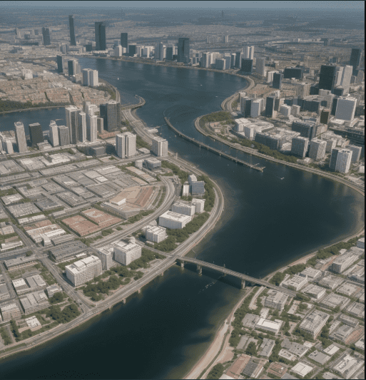 aerial picture of a city