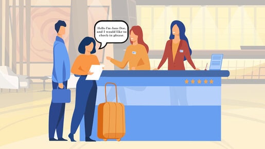 Guest at a Hotel Front Desk with her booking confirmation and ID ready to be checked in. Article Rating Hotel Guests by MY RANGGO Hospitality Magazine