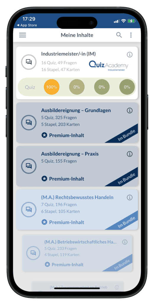 Industriemeister Prüfungen Lern App Kurse