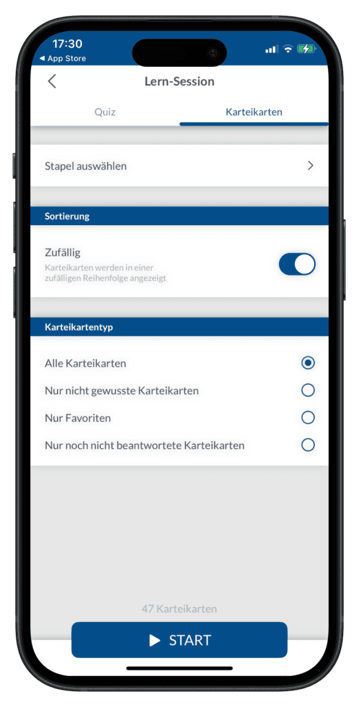 Industriemeister Prüfungen Lern App Lern-Session