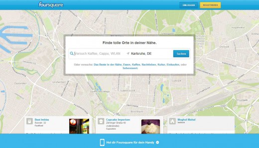 Screenshot von Foursquare.com