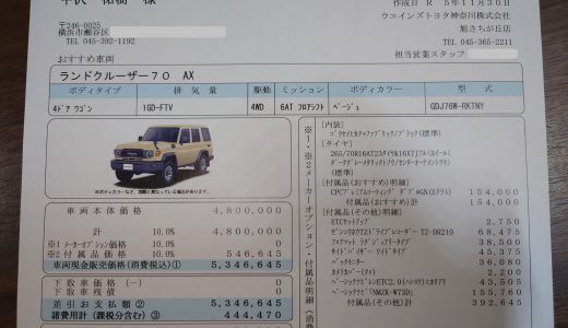 ランドクルーザー70第一回抽選落選