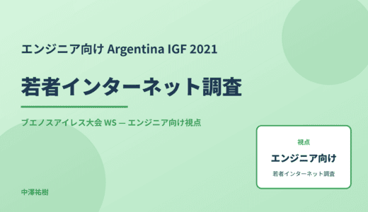 エンジニア向け 若者インターネット調査 — Argentina IGF 2021 ブエノスアイレス大会 WS