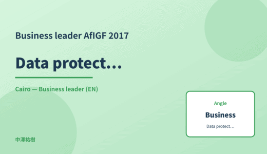 Business leader: Data protection — AfIGF 2017 Cairo