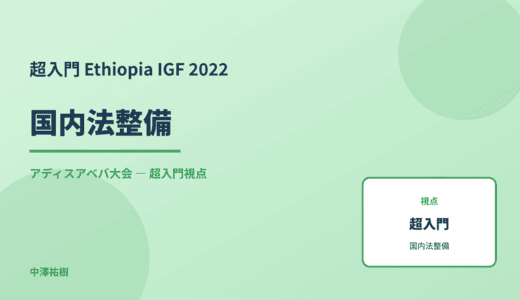 超入門 国内法整備 — Ethiopia IGF 2022 アディスアベバ大会