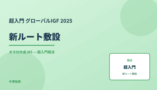 超入門 新ルート敷設 — グローバルIGF 2025 オスロ大会 WS
