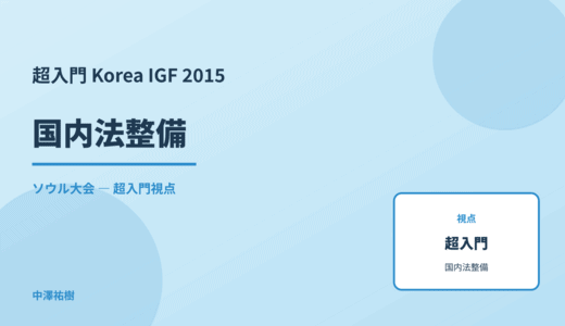 超入門 国内法整備 — Korea IGF 2015 ソウル大会