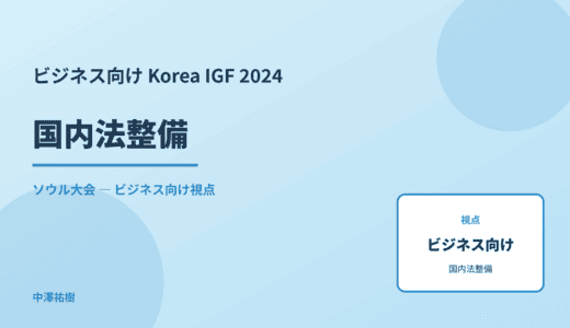 ビジネス視点の 国内法整備 — Korea IGF 2024 ソウル大会