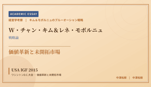 キム＆モボルニュのブルーオーシャン戦略で読み解く USA IGF 2015 ワシントンD.C.大会 — 価値革新と未開拓市場