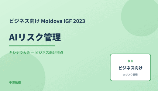 ビジネス視点の AIリスク管理 — Moldova IGF 2023 キシナウ大会