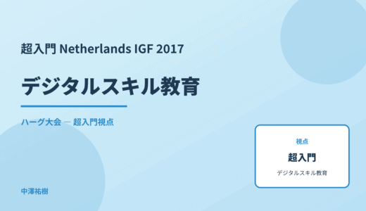 超入門 デジタルスキル教育 — Netherlands IGF 2017 ハーグ大会