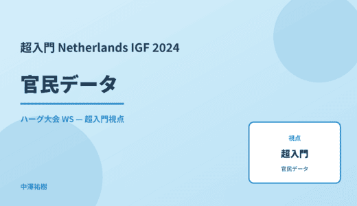 超入門 官民データ — Netherlands IGF 2024 ハーグ大会 WS