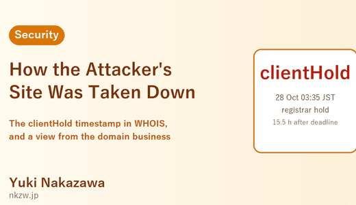 How the Attacker’s Site Was Taken Down: The clientHold Timestamp in WHOIS, and a View from the Domain Business