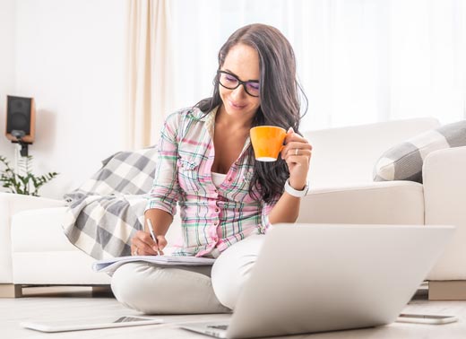 young woman researching car insurance