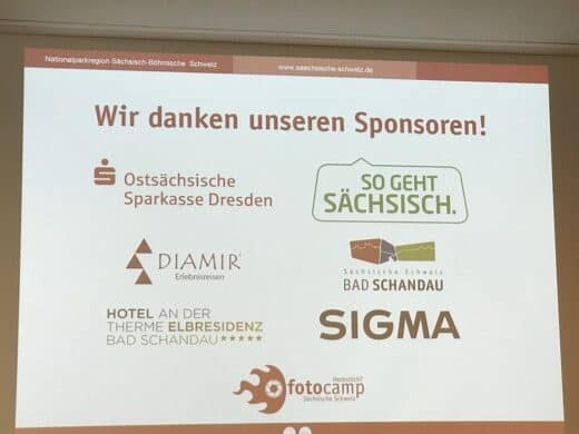 Sponsoren des Barcamps HerbstlichT18: Ostsächsische Sparkasse Dresden, So geht Sächsisch, DIAMIR, Bad Schandau, Hotel an der Therme Elbresidenz Bad Schandau und Sigma