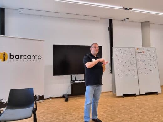 Jan Theofel bei der Abschlusssession des Barcamps Stuttgart