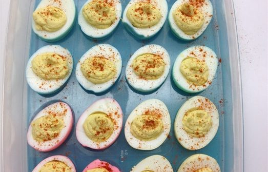 colorful Easter deviled eggs