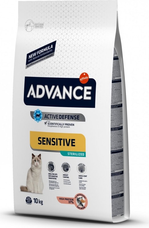 Croquettes Advance Sterilized Sensitive, Saumon pour chat