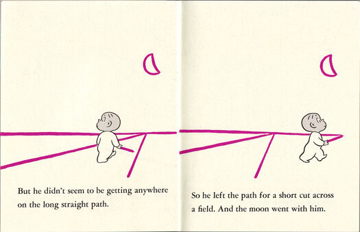 Crockett Johnson, Harold and the Purple Crayon (1955): "And the moon went with him."