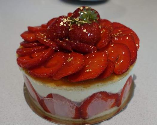 Fraisier cake with fresh strawberries