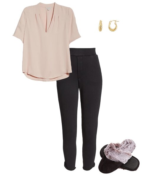 a top and pants outfit for a video conference | 40plusstyle.com