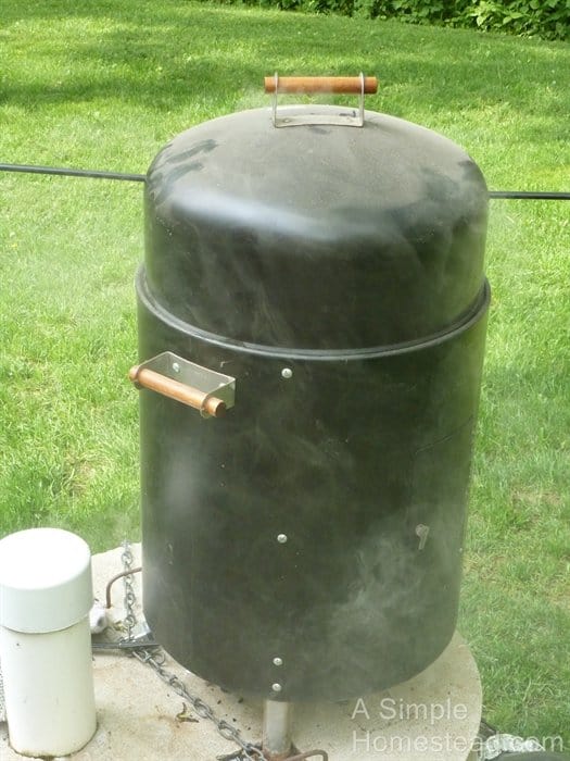 smoker loaded with bacon