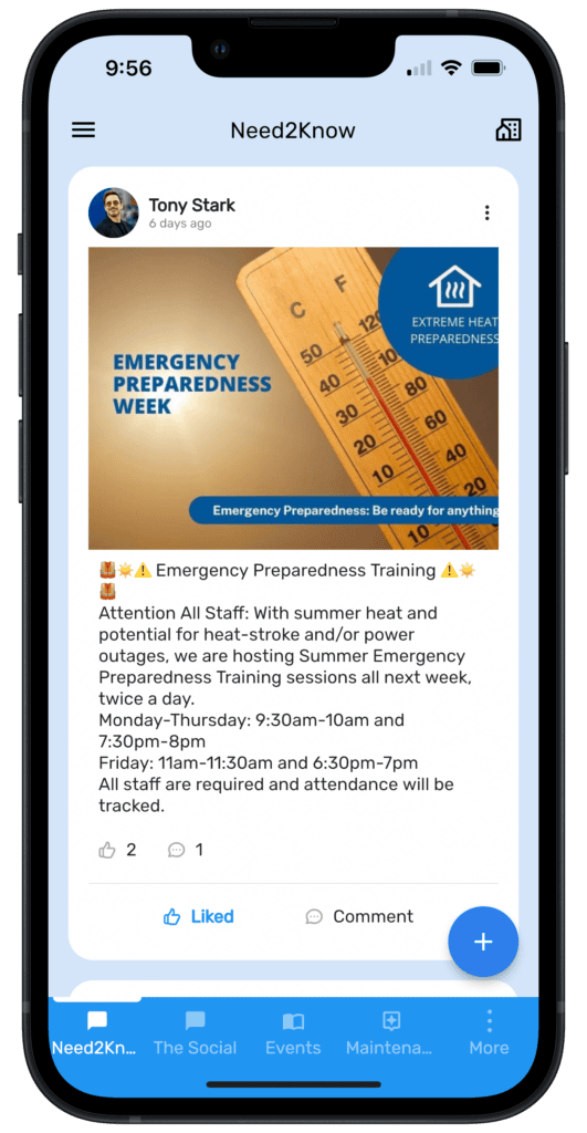 An iPhone displaying information in Niuz about a training program