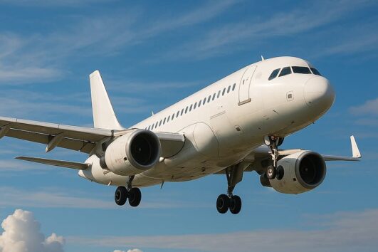 Taxi Marsa Alam Flughafen – Flugzeug landet am Flughafen bei Sonnenuntergang