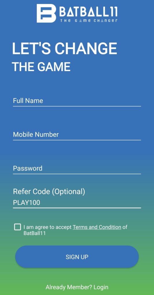 Batball11 Sign Up Form