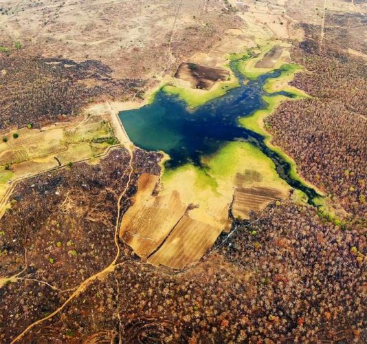 aerial view of lake