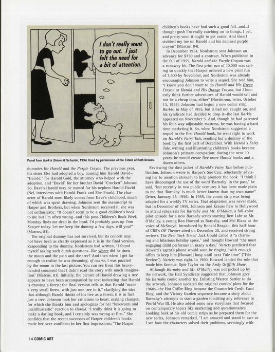 Philip Nel, "Crockett Johnson and the Purple Crayon: A Life in Art," Comic Art 5 (Winter 2004), p. 14