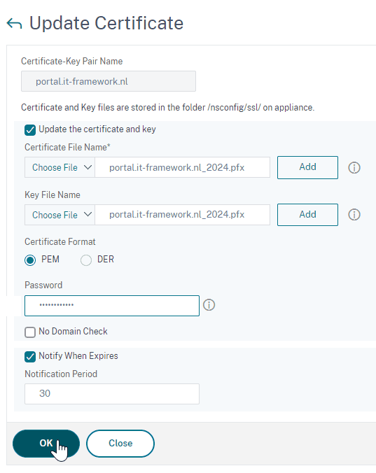 Update all fields and password