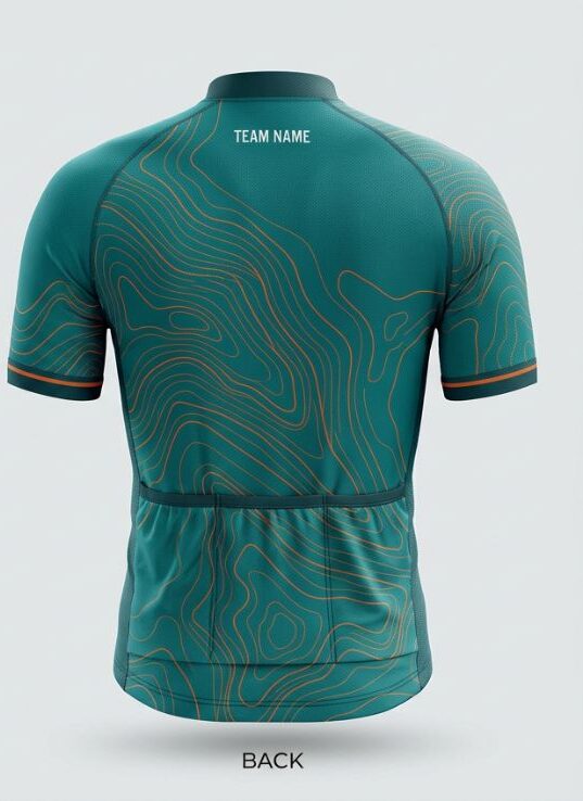 Teal Topo Cycling Jersey - Image 2