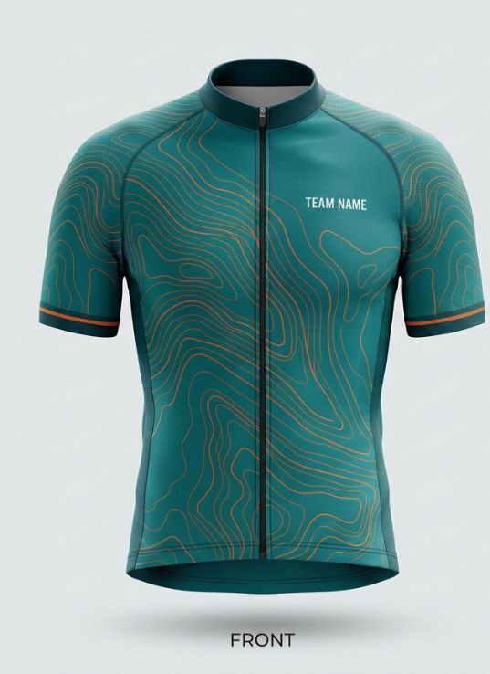 Teal Topo Cycling Jersey