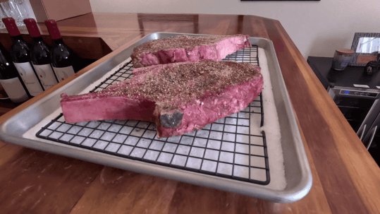 In Episode 23 of "Live the Good Life", Co-Host Adam Diaz records his brother and Host - Aaron Diaz as he demonstrates how to apply high temperature grilling for two bone-in Australian Wagyu ribeye steaks.