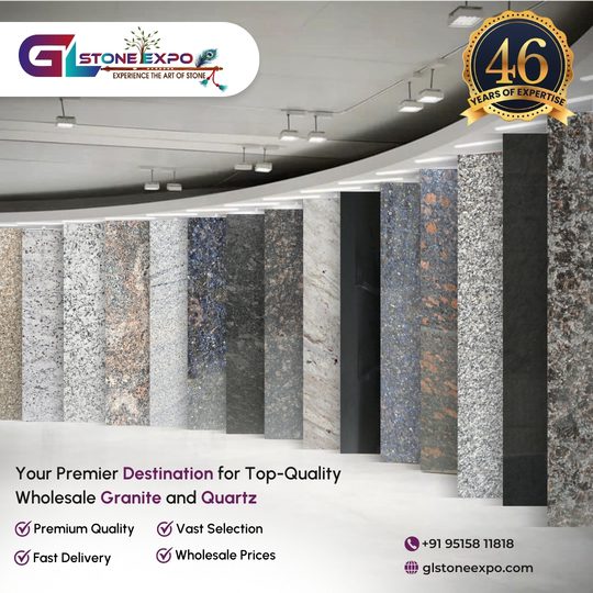 granite and quartz showroom display slabs gl stone expo wholesale stone supplier