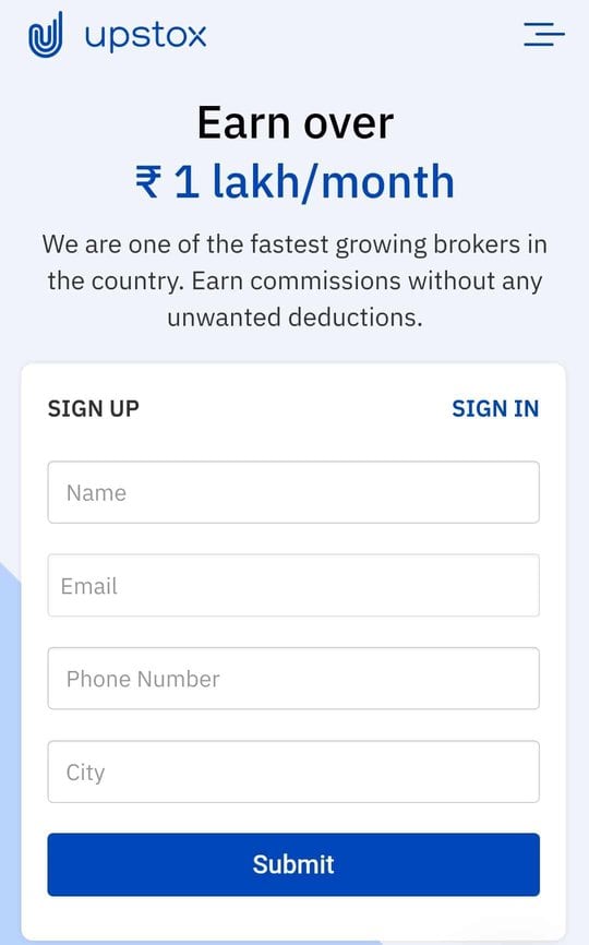 How to sign up on Upstox Partner Program guide