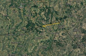 Triangulação feita a partir das imagens captadas em Patos de Minas e Catalão