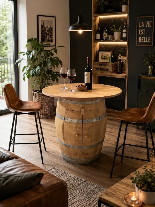 bar barrique table tonneau
