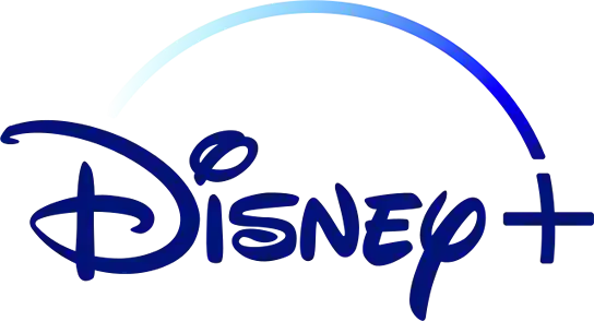 Disney+ streaming platform logo with blue arc.