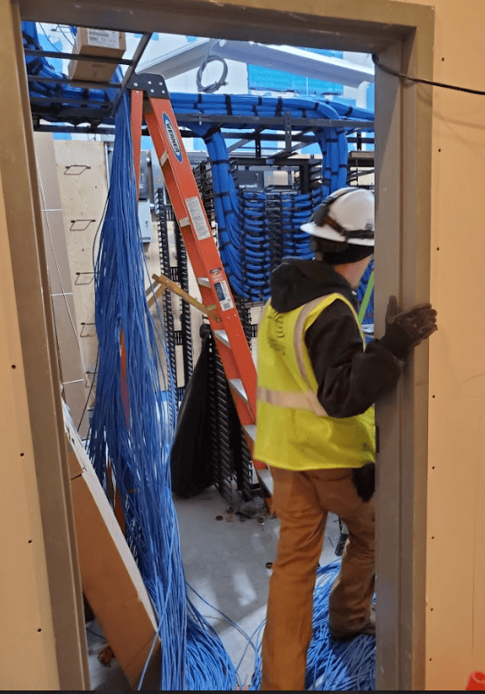 CC&E crew member working on an inside plant cabling project in Colorado