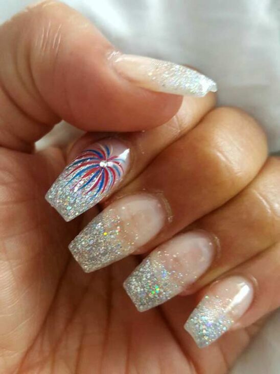 glitter fireworks nails