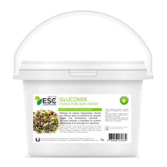 Esc Laboratoire Glucomix – Problème de poids cheval – Mélange de plantes - 1kg