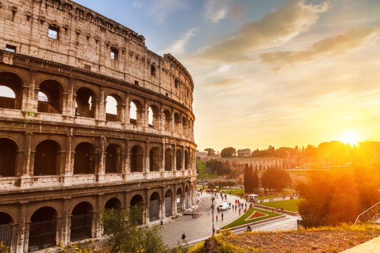 Roman Colosseum at sunset