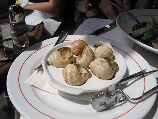 A plate of escargot at a restaurant in Paris