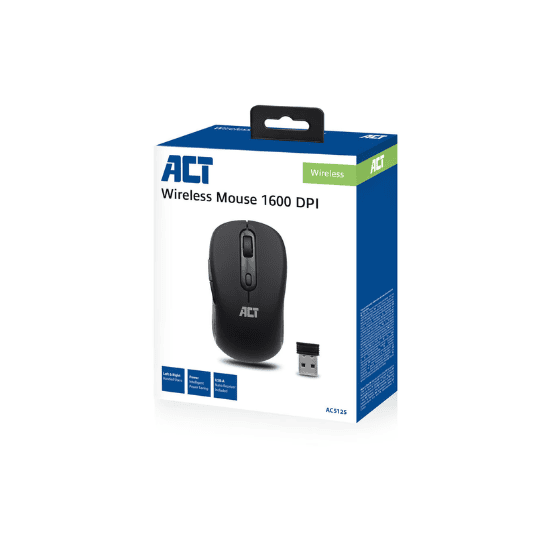 ACT Draadloze Muis Zwart - 1600 DPI Rechtshandig