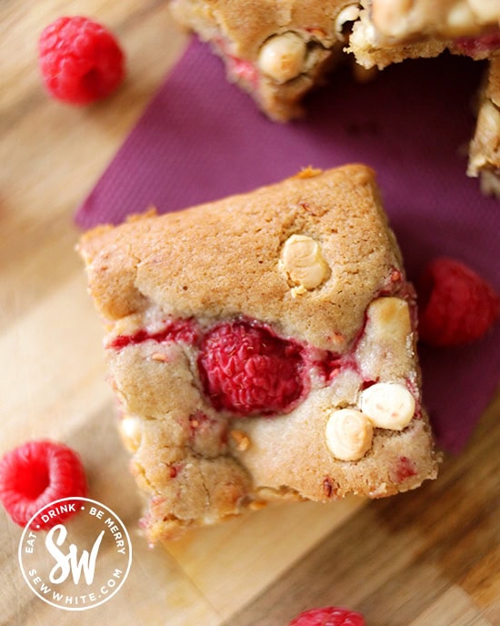 giant chunky cookie studded with fresh raspberries and white chocolate chips.