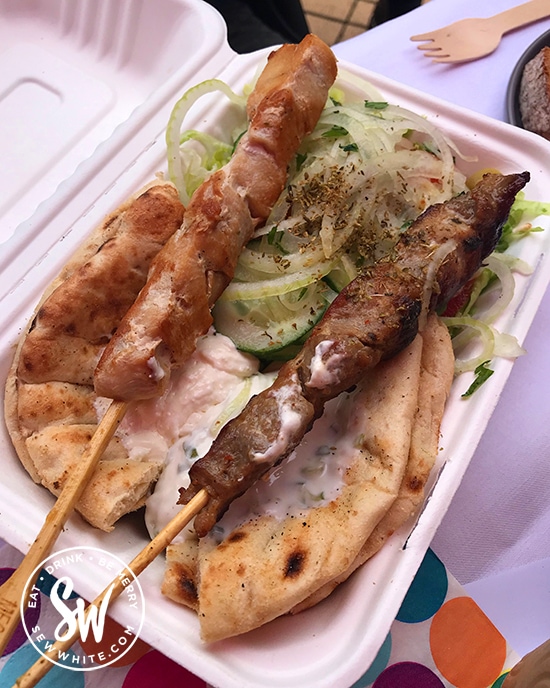 Little Greece Wimbledon souvlaki with chicken and pork