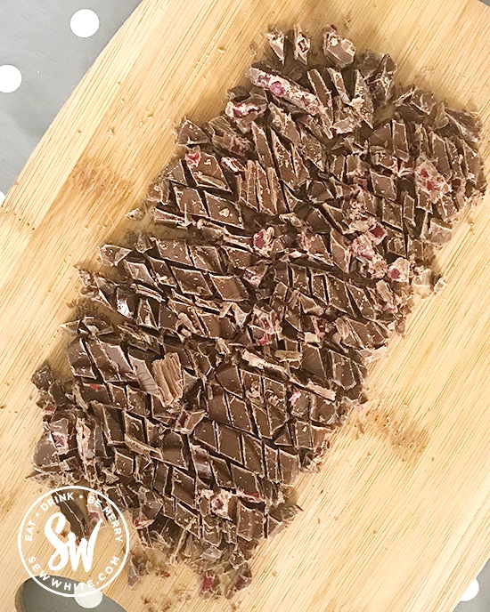 chopped up chocolate bar